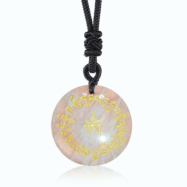 Buddha Stones Fortuna Mantra Naturale Vari Cristallo Ossidiana Nera Collana Pendente di Realizzazione