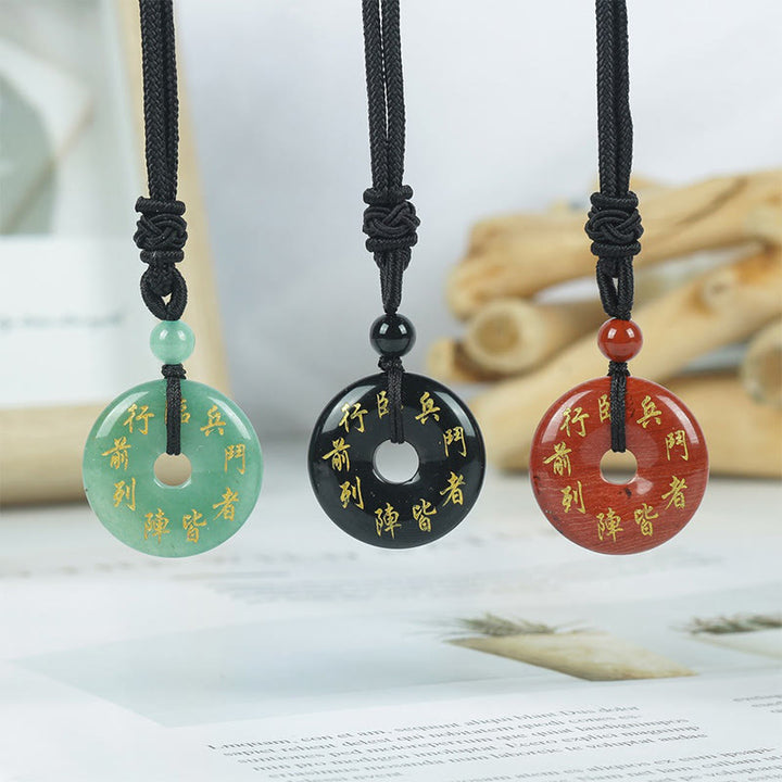 Buddha Stones Tara verde Mantra naturale vari cristalli ossidiana nera collana pendente