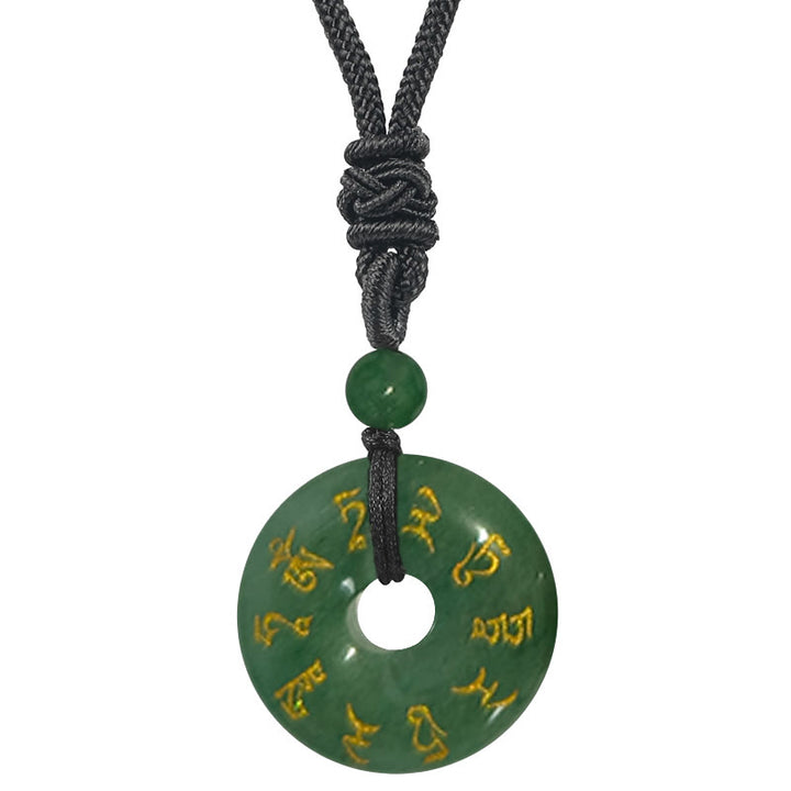 Buddha Stones Tara verde Mantra naturale vari cristalli ossidiana nera collana pendente