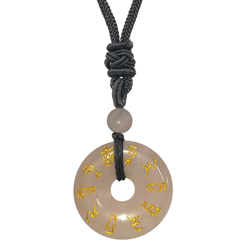 Buddha Stones Tara verde Mantra naturale vari cristalli ossidiana nera collana pendente