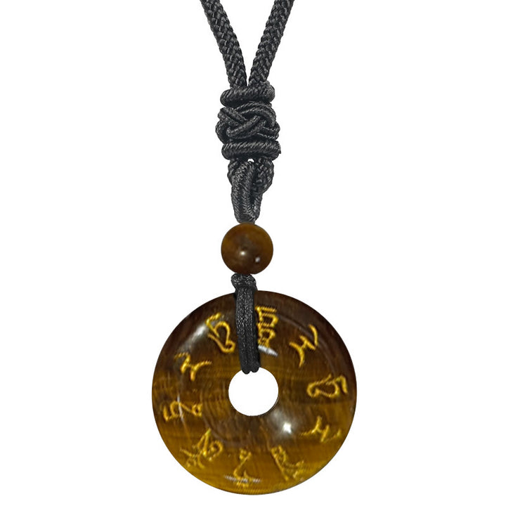 Buddha Stones Tara verde Mantra naturale vari cristalli ossidiana nera collana pendente