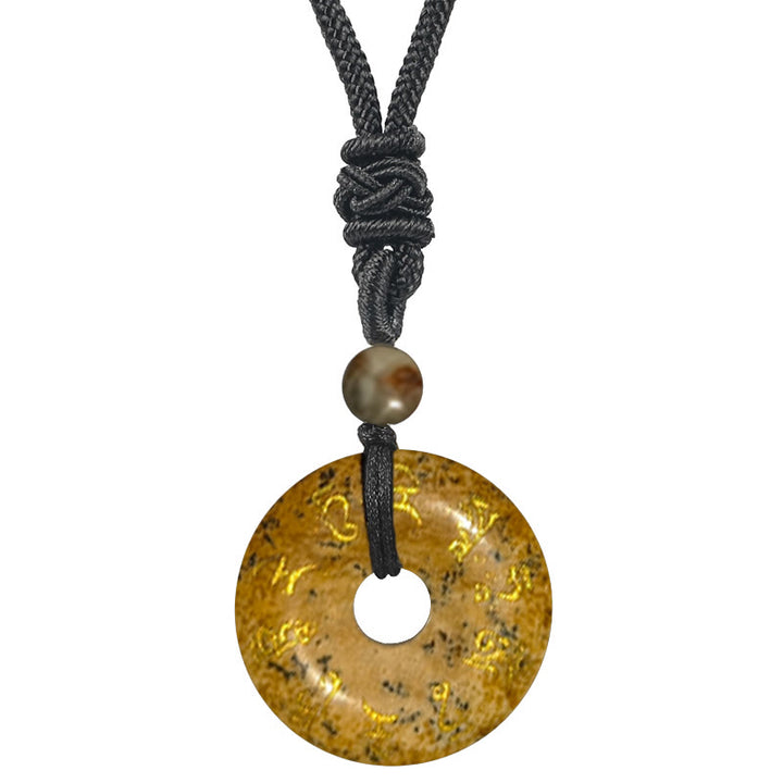 Buddha Stones Tara verde Mantra naturale vari cristalli ossidiana nera collana pendente