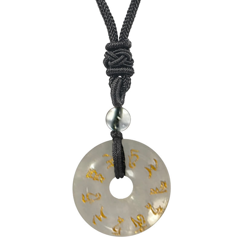 Buddha Stones Tara verde Mantra naturale vari cristalli ossidiana nera collana pendente