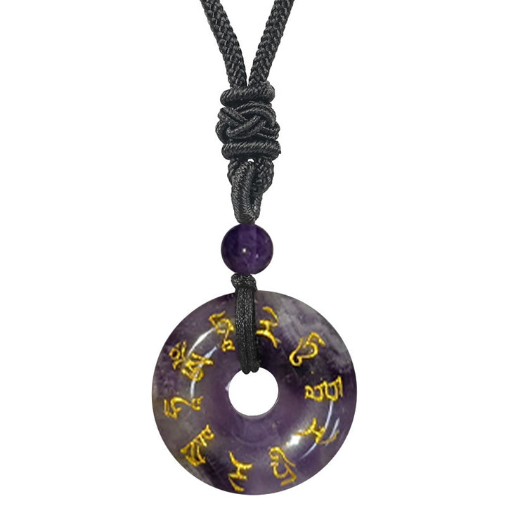 Buddha Stones Tara verde Mantra naturale vari cristalli ossidiana nera collana pendente