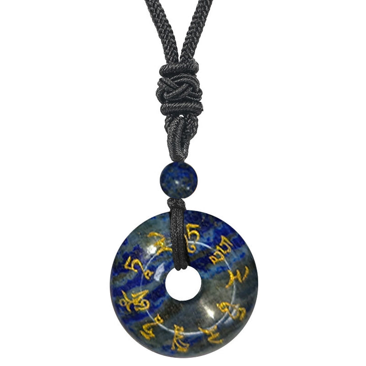 Buddha Stones Tara verde Mantra naturale vari cristalli ossidiana nera collana pendente