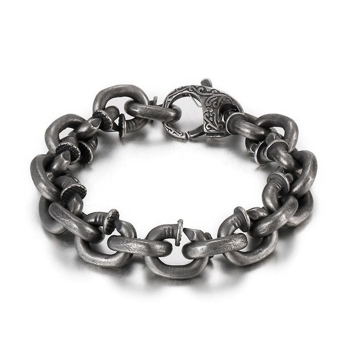 Bracciale Buddha Stones Square Rivets Titanium Steel Good Luck Balance