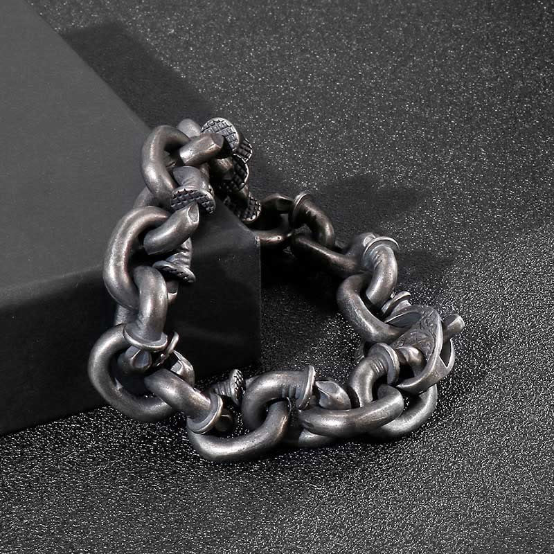 Bracciale Buddha Stones Square Rivets Titanium Steel Good Luck Balance