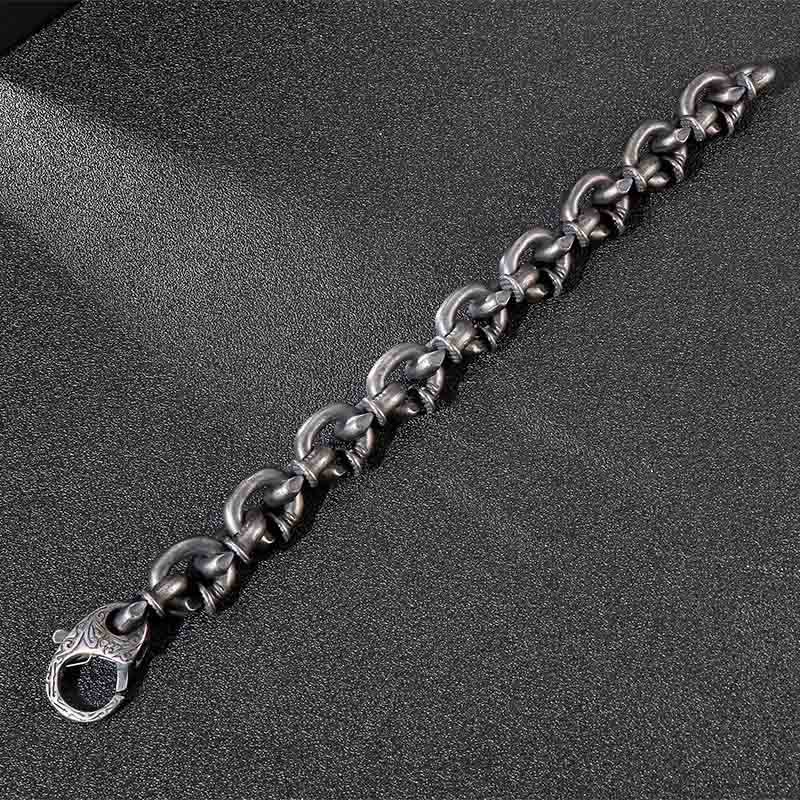 Bracciale Buddha Stones Square Rivets Titanium Steel Good Luck Balance
