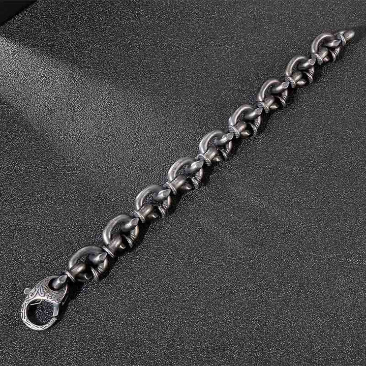 Bracciale Buddha Stones Square Rivets Titanium Steel Good Luck Balance