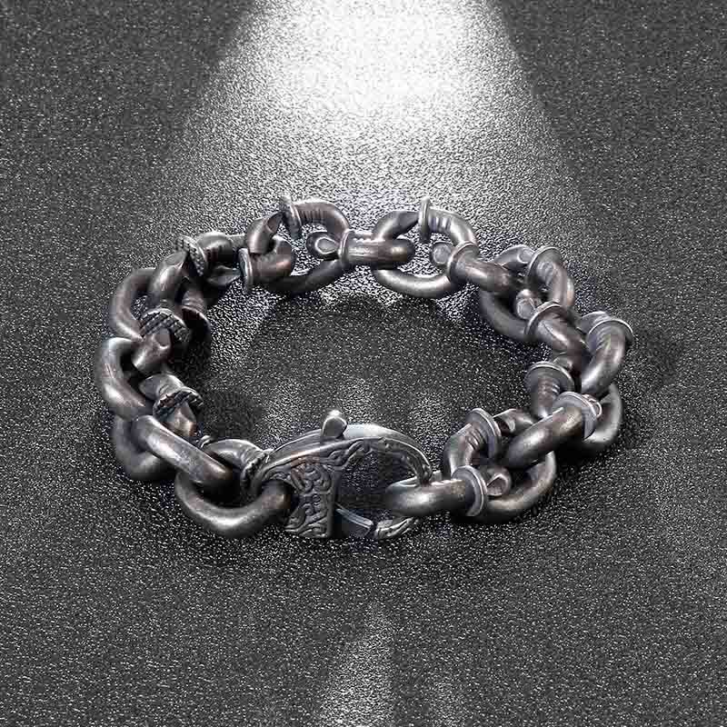 Bracciale Buddha Stones Square Rivets Titanium Steel Good Luck Balance