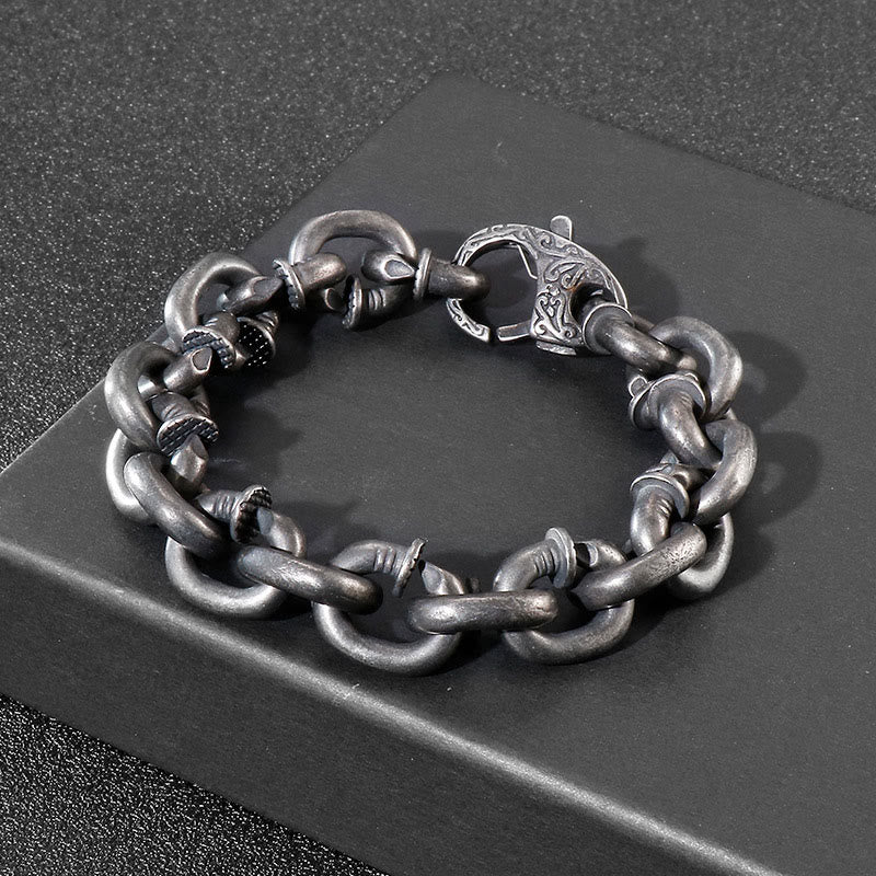 Bracciale Buddha Stones Square Rivets Titanium Steel Good Luck Balance