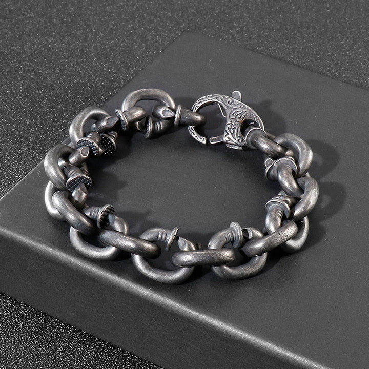 Bracciale Buddha Stones Square Rivets Titanium Steel Good Luck Balance