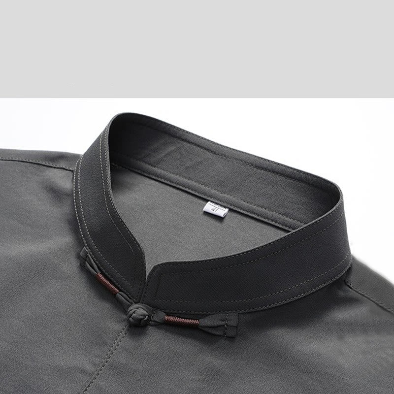 Buddha Stones Capodanno cinese ricamato Fu Tang Suit Hanfu manica lunga Top Pantaloni Abbigliamento Uomo Set - image 6