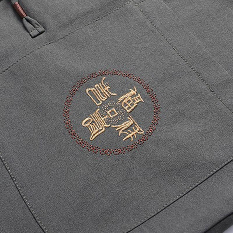 Buddha Stones Capodanno cinese ricamato Fu Tang Suit Hanfu manica lunga Top Pantaloni Abbigliamento Uomo Set - image 9