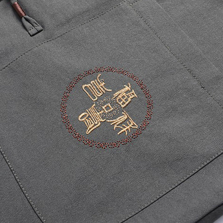 Buddha Stones Capodanno cinese ricamato Fu Tang Suit Hanfu manica lunga Top Pantaloni Abbigliamento Uomo Set - image 9