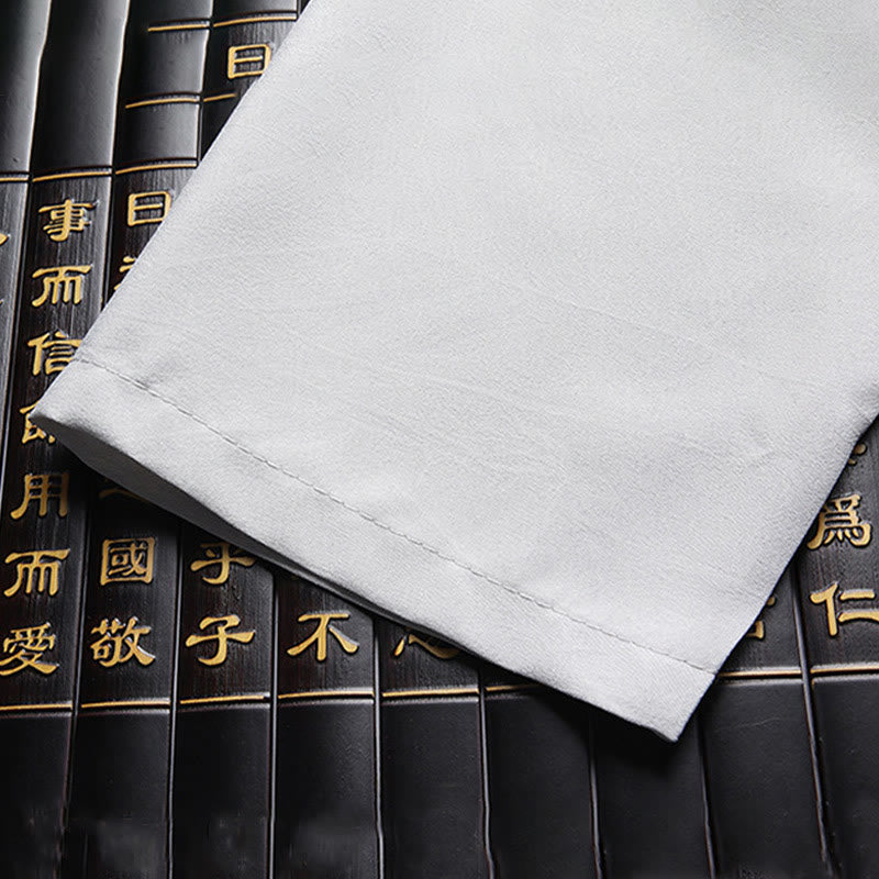 Buddha Stones Capodanno cinese Drago ricamato Rana-bottoni Tang Suit Hanfu tradizionale uniforme Top manica lunga Pantaloni Abbigliamento Uomo Set - image 12