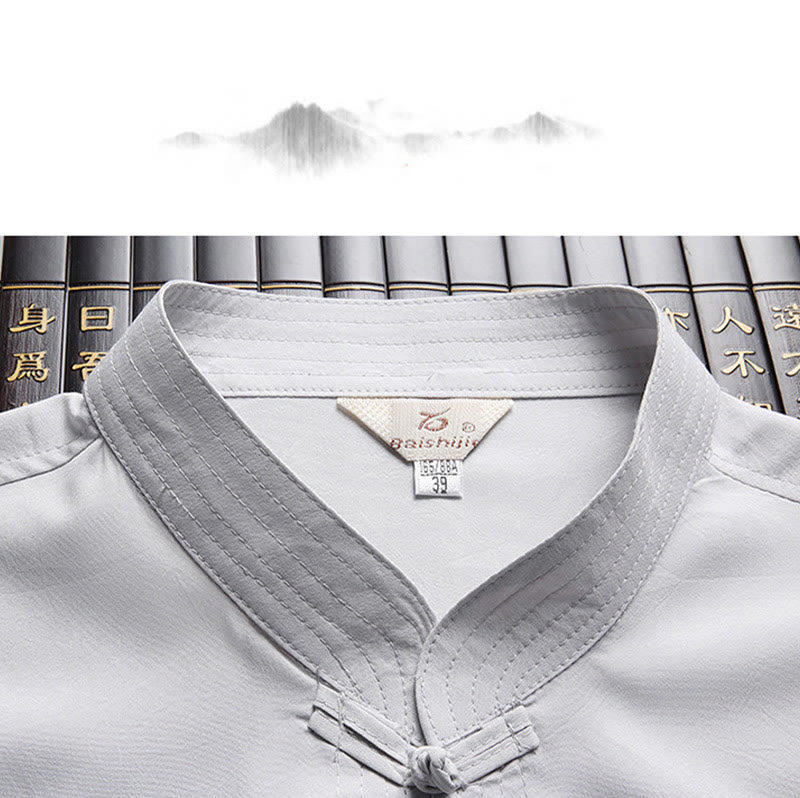 Buddha Stones Capodanno cinese Drago ricamato Rana-bottoni Tang Suit Hanfu tradizionale uniforme Top manica lunga Pantaloni Abbigliamento Uomo Set - image 7