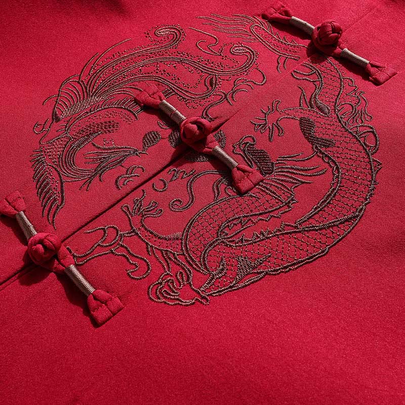 Buddha Stones Capodanno cinese ricamato Tang Suit Hanfu tradizionale uniforme manica lunga Top Pantaloni Abbigliamento Uomo Set - image 9