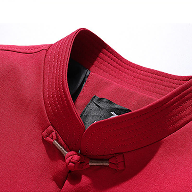 Buddha Stones Capodanno cinese ricamato Tang Suit Hanfu tradizionale uniforme manica lunga Top Pantaloni Abbigliamento Uomo Set - image 8