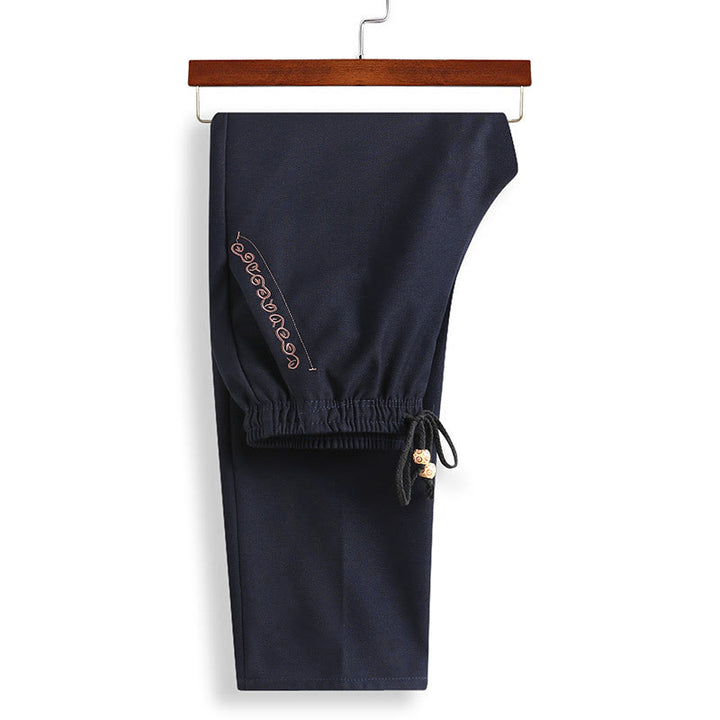 Buddha Stones Capodanno cinese ricamato Tang Suit Hanfu tradizionale uniforme manica lunga Top Pantaloni Abbigliamento Uomo Set