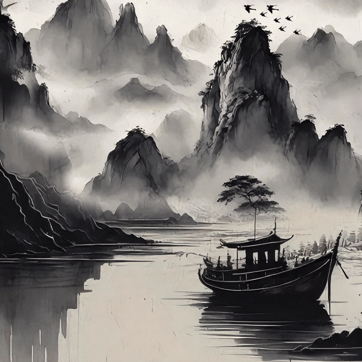 Leggings fitness da donna con stampa di paesaggio con schizzi di inchiostro Buddha Stones , pantaloni da yoga - image 1