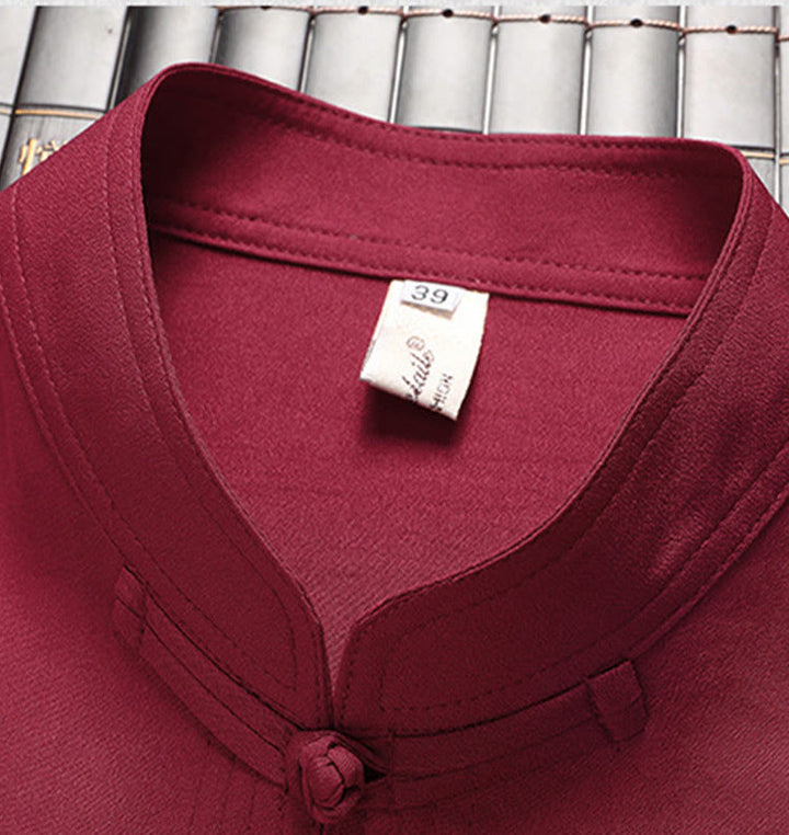 Buddha Stones Capodanno cinese Drago ricamato Rana-bottoni Tang Suit Hanfu Manica lunga Top Pantaloni Abbigliamento Uomo Set - image 3