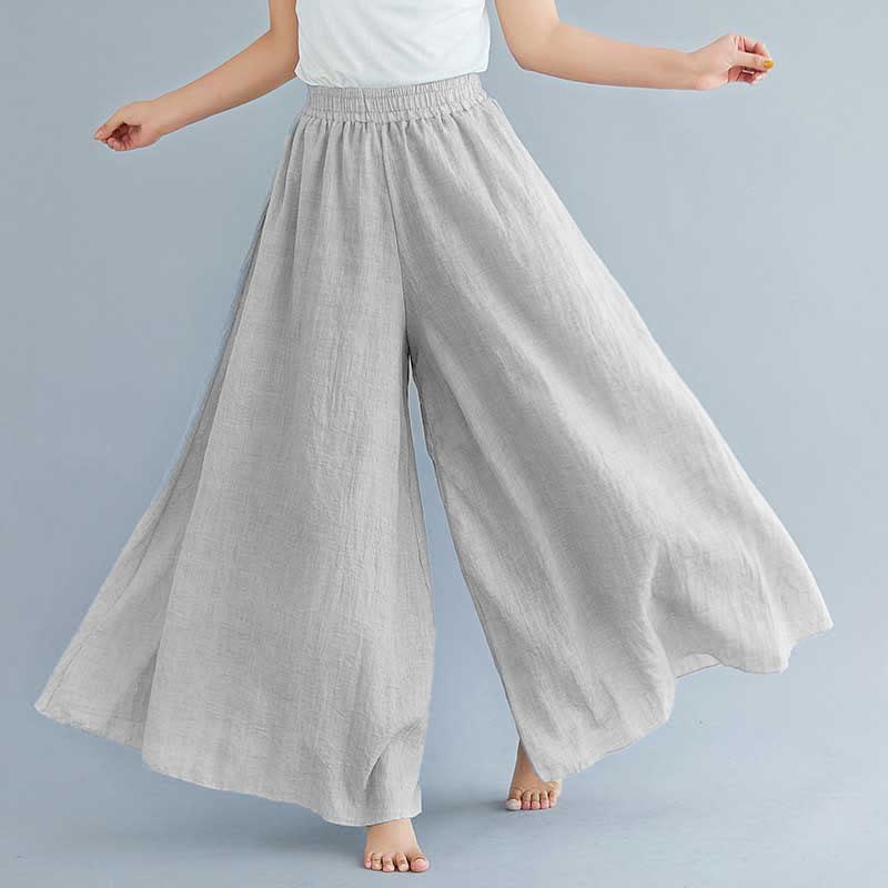 Pantaloni larghi in cotone e lino casual da donna Buddha Stones per yoga e danza