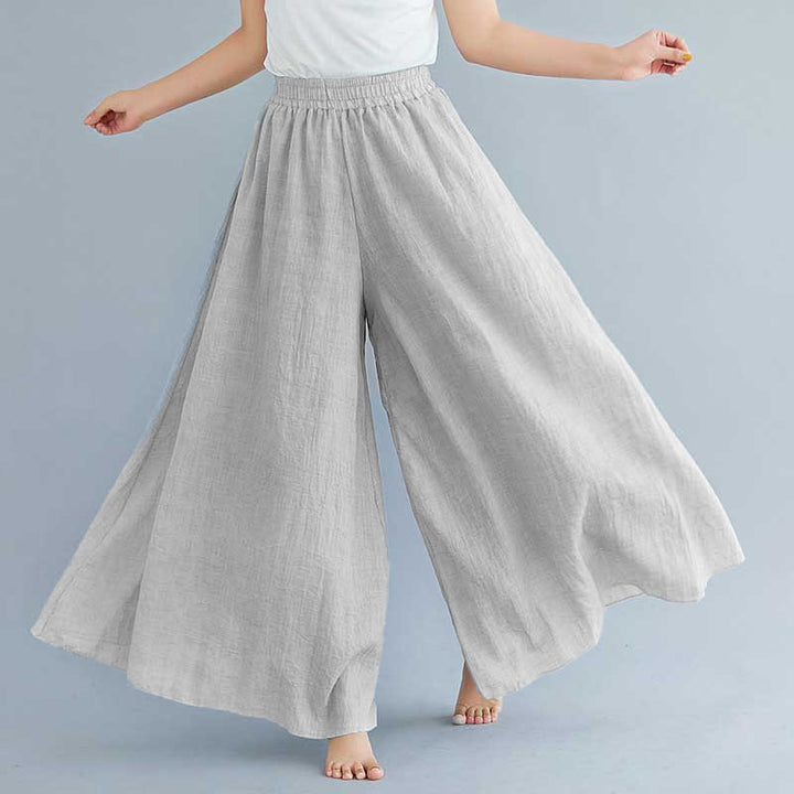 Pantaloni larghi in cotone e lino casual da donna Buddha Stones per yoga e danza