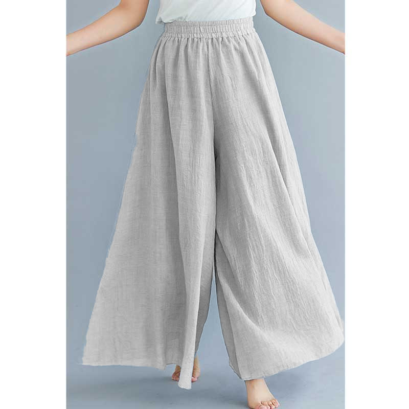 Pantaloni larghi in cotone e lino casual da donna Buddha Stones per yoga e danza