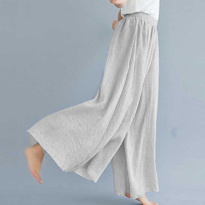 Pantaloni larghi in cotone e lino casual da donna Buddha Stones per yoga e danza