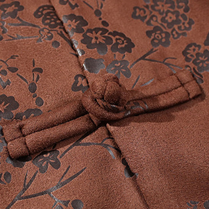 Buddha Stones Capodanno cinese vestiti fiori bambù tinta unita polsino rana-bottoni Tang Suit cotone giacca camicia da uomo con tasche