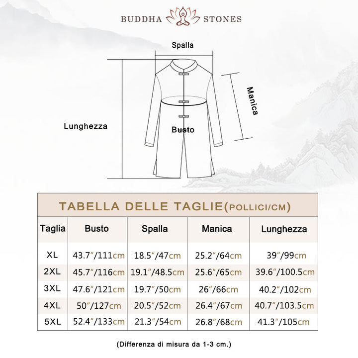 Cappotto da uomo in lino con bottoni a forma di rana, lunghezza media , Buddha Stones Fall Zen Clothing - image 5