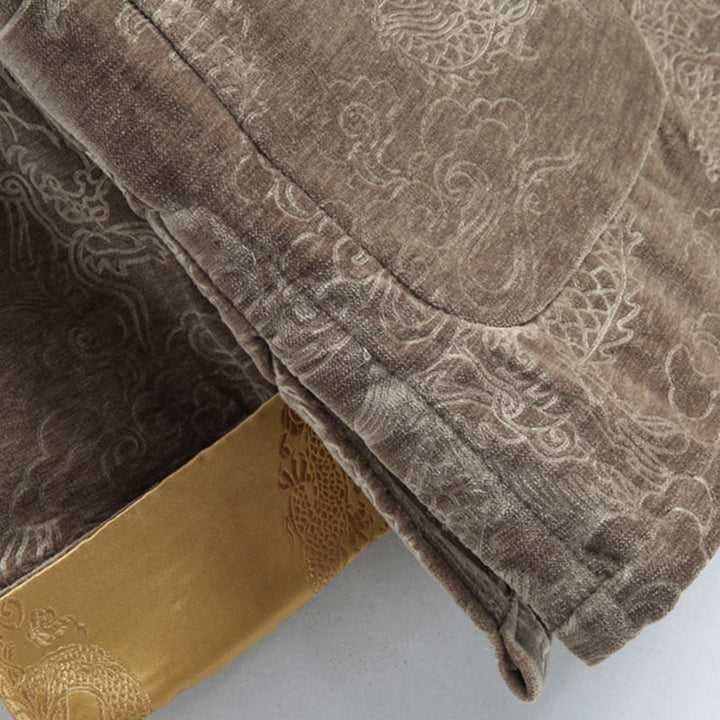 Buddha Stones Capodanno cinese Drago Nuvole di buon auspicio Rana-bottoni Tang Suit Giacca Camicia da uomo con tasche