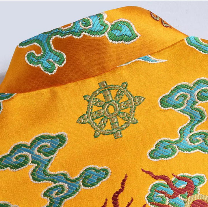 Buddha Stones Capodanno cinese Drago Ricamo Nuvole di buon auspicio Rana-bottoni Tang Suit Giacca Camicia da uomo - image 11