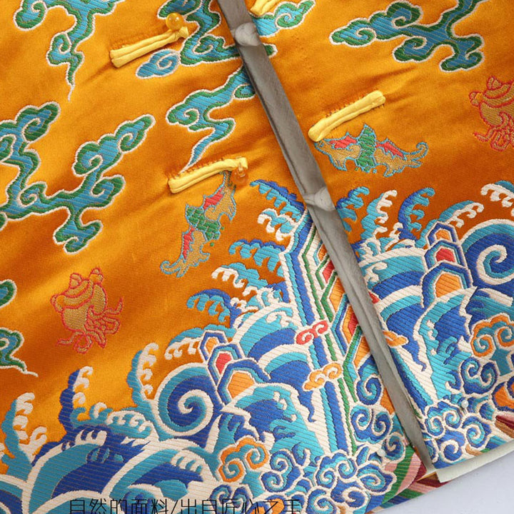 Buddha Stones Capodanno cinese Drago Ricamo Nuvole di buon auspicio Rana-bottoni Tang Suit Giacca Camicia da uomo