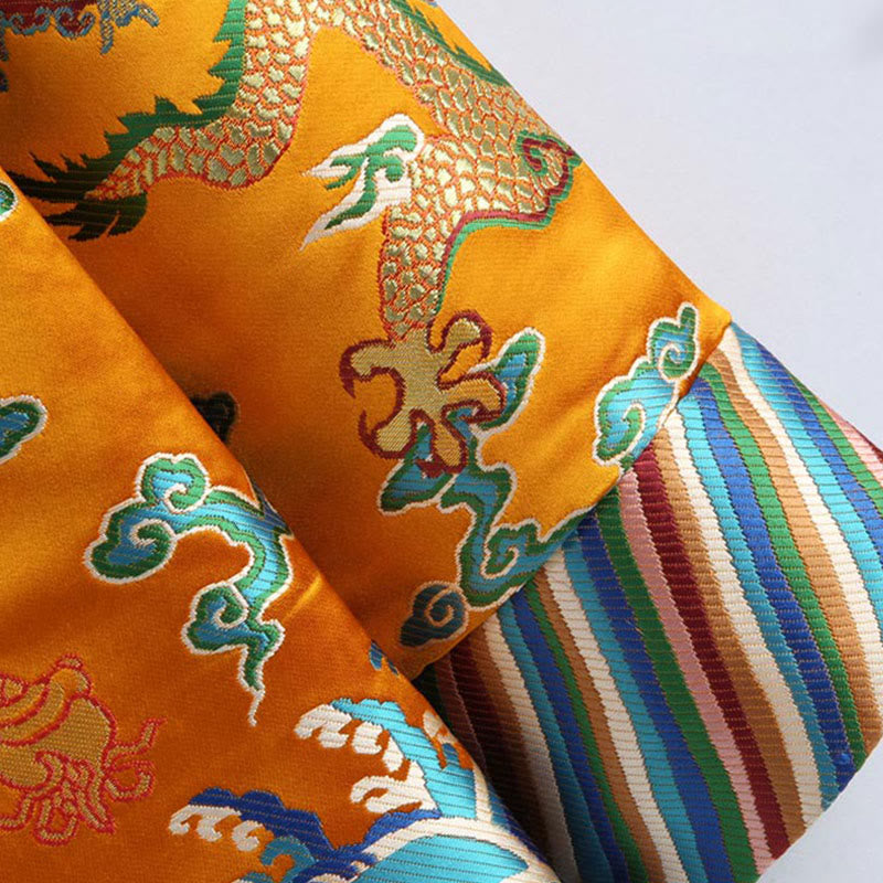 Buddha Stones Capodanno cinese Drago Ricamo Nuvole di buon auspicio Rana-bottoni Tang Suit Giacca Camicia da uomo - image 8