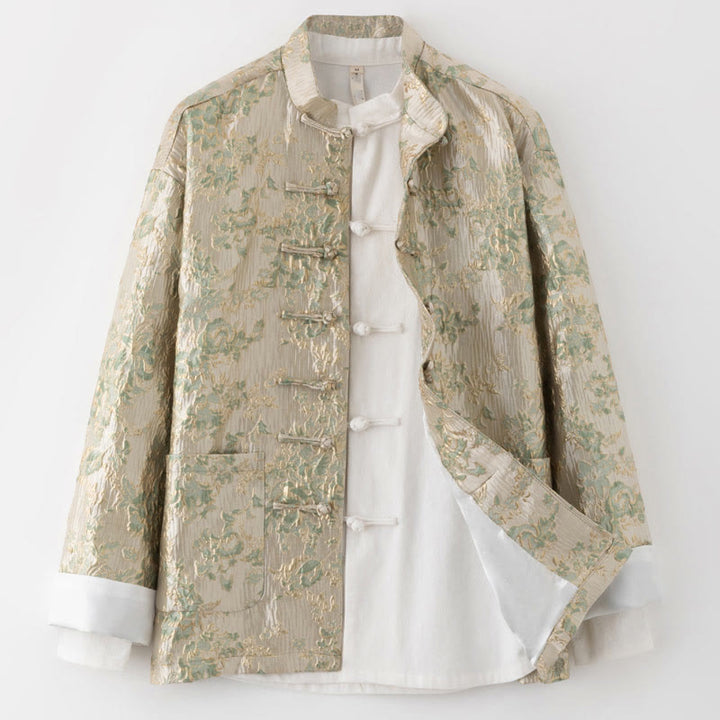 Giacca da uomo in jacquard con bottoni a forma di rana, con tasche, per abito cinese, motivo Buddha Stones - Grano - US/UK/AU44, EU54 (4XL) - image 9