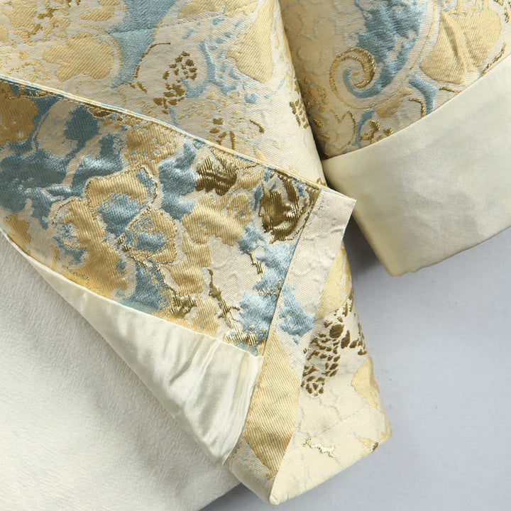 Giacca da uomo in jacquard con bottoni a forma di rana, con tasche, per abito cinese, motivo Buddha Stones