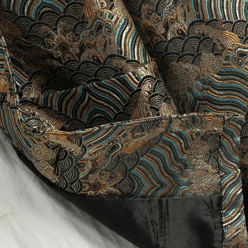 Buddha Stones in damasco jacquard con bottoni a forma di rana, motivo acqua di mare, camicia con tasche, abito da uomo - image 13