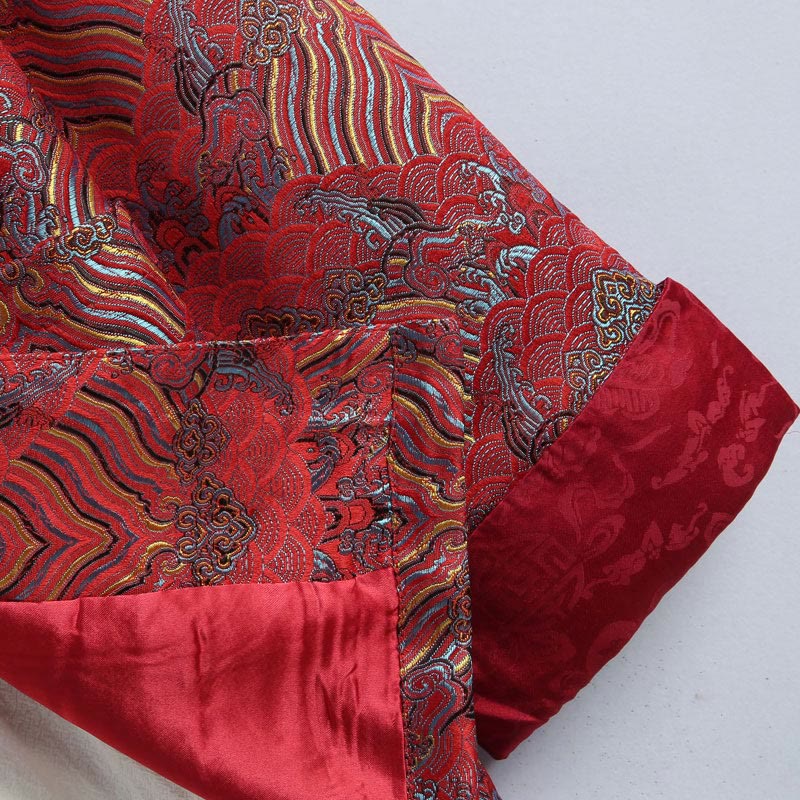 Buddha Stones in damasco jacquard con bottoni a forma di rana, motivo acqua di mare, camicia con tasche, abito da uomo - image 3