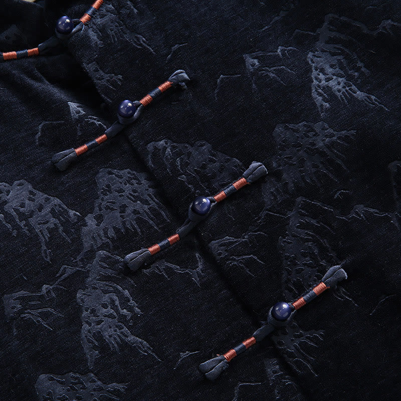 Giacca da uomo con camicia e tasche, realizzata a mano, con bottoni a forma di rana, motivo Buddha Stones, capodanno cinese, paesaggio - image 7