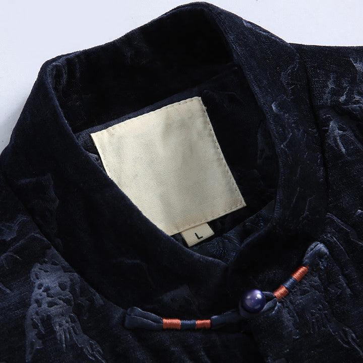 Giacca da uomo con camicia e tasche, realizzata a mano, con bottoni a forma di rana, motivo Buddha Stones, capodanno cinese, paesaggio - image 6