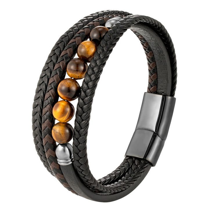 Braccialetto di protezione in pelle con pietra occhio di tigre Buddha Stones - image 10