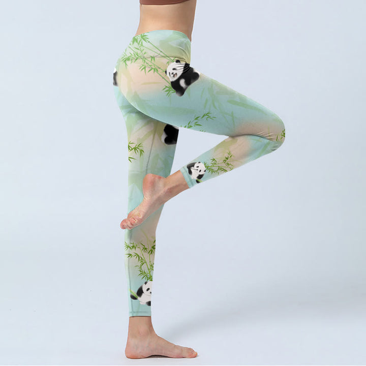 Leggings da palestra con stampa di bambù e panda Buddha Stones, pantaloni da yoga da donna - image 4