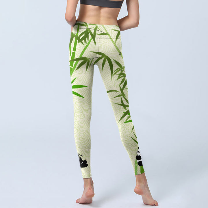 Leggings da palestra con stampa Buddha Stones Lush Bamboo Panda Auspicious Cloud Waves Pantaloni da yoga da donna - image 7