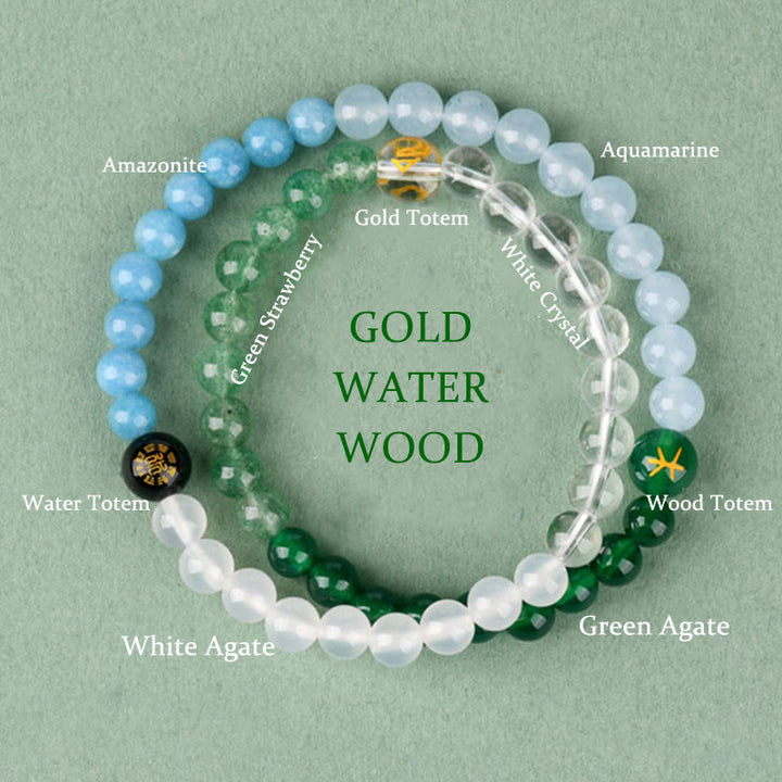 Buddha Stones Cinque Elementi Vari Cristallo Agata Quarzo Fragola Bracciale della Saggezza