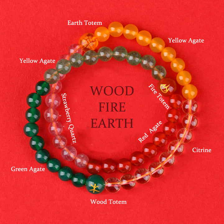 Buddha Stones Cinque Elementi Vari Cristallo Agata Quarzo Fragola Bracciale della Saggezza