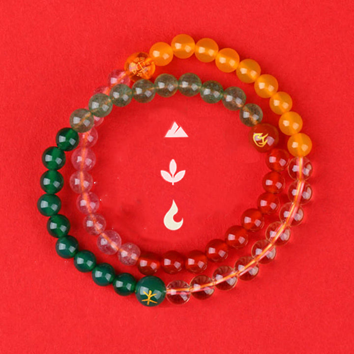 Buddha Stones Cinque Elementi Vari Cristallo Agata Quarzo Fragola Bracciale della Saggezza