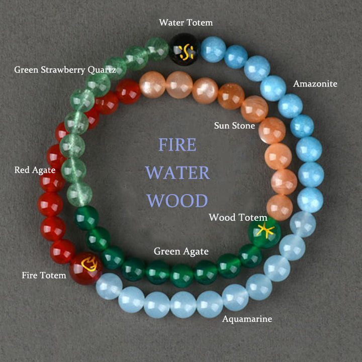 Buddha Stones Cinque Elementi Vari Cristallo Agata Quarzo Fragola Bracciale della Saggezza