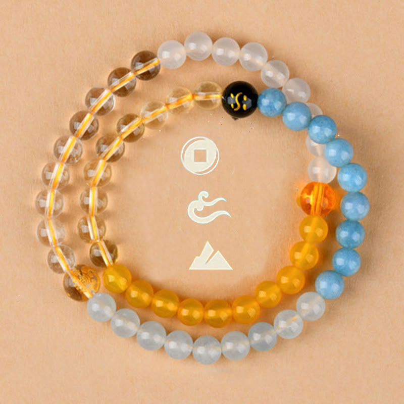 Buddha Stones Cinque Elementi Vari Cristallo Agata Quarzo Fragola Bracciale della Saggezza